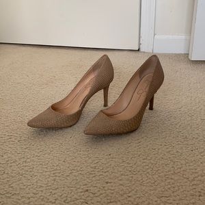 Tan reptile skin heels
